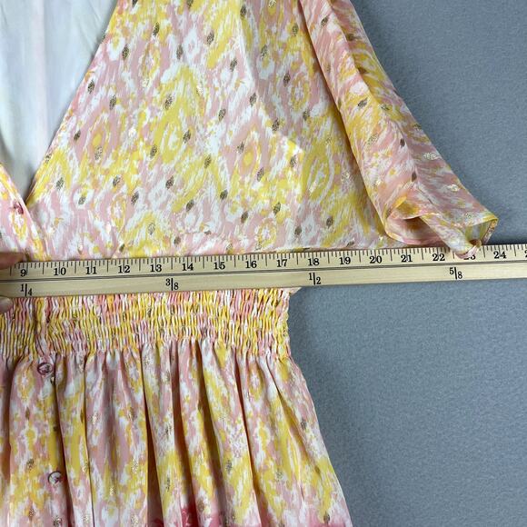 House of Harlow 1960 Floral Maxi Dress Womens Small Pink Metallic Colorful - Picture 6 of 16